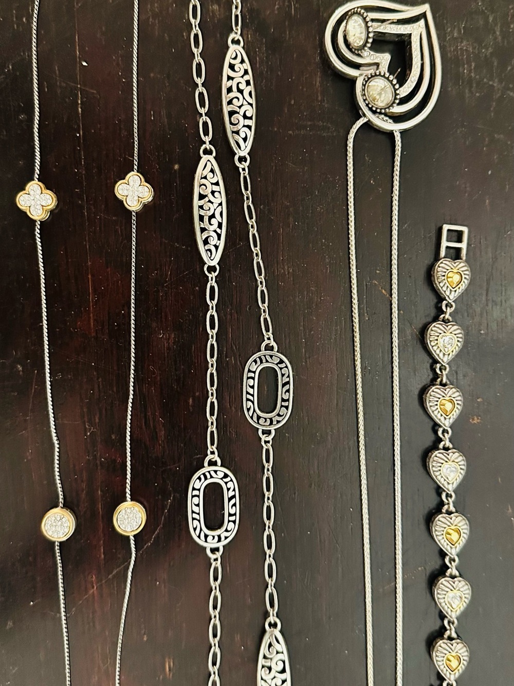 6 piece set Brighton Silver and Gold Mixed-Metal Heart & Filigree Necklace - Picture 5 of 11